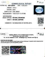 3.83/CT Natural Blue Sapphire with Govt Lab Certificate-8991